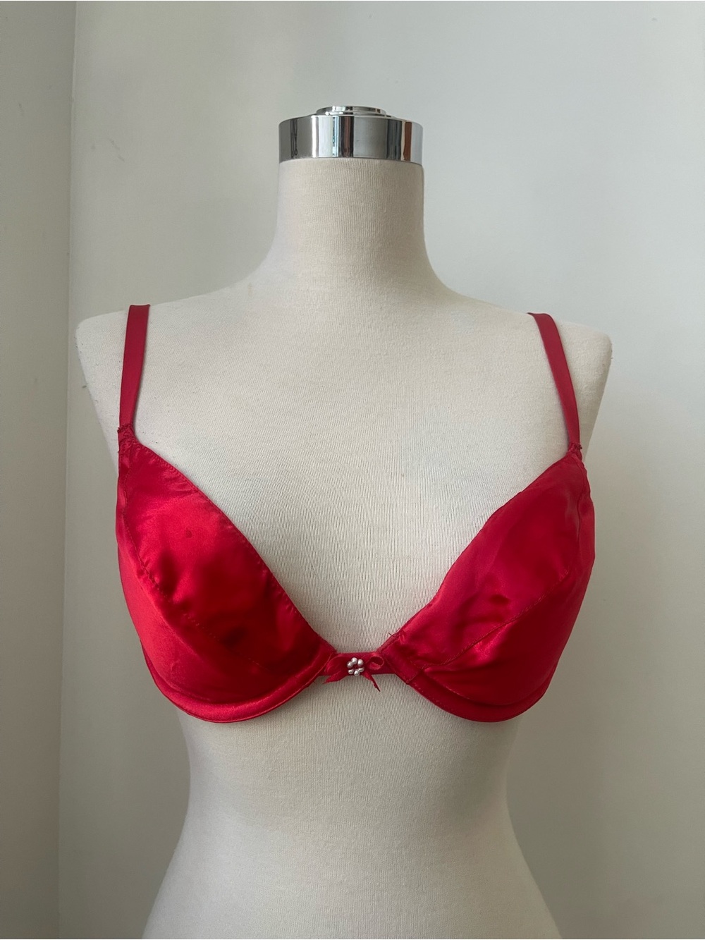 Vintage Frederick’s Satin Red Bra with Center Bow